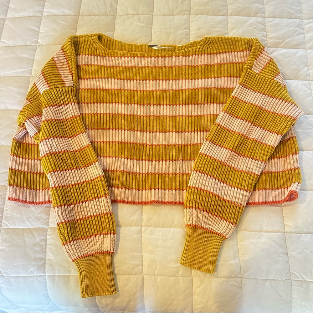 Free People Just My Stripe Pullover Sweater
